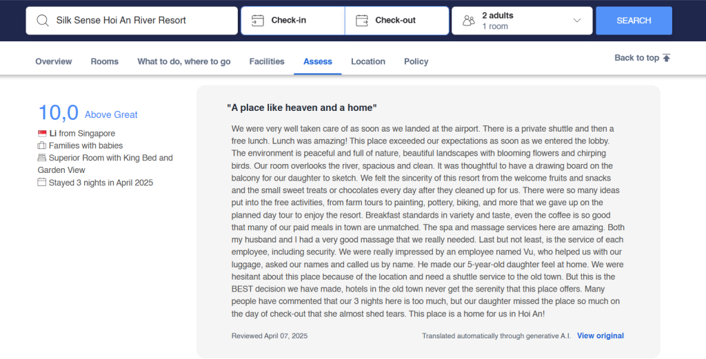 Guest provide thorough reviews after their stay at Silk Sense